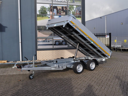 Eduard Eduard drie-zijdige kipper 3500 kg elektrisch extern laden - 330x180 cm - inclusief lichte en sterke aluminium oprijplaten & uitzetsteunen