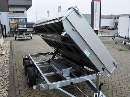 Eduard Eduard drie-zijdige kipper 3500 kg elektrisch extern laden - 330x180 cm - inclusief lichte en sterke aluminium oprijplaten & uitzetsteunen