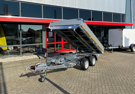 Eduard Eduard driezijdige kipper 3500 kg elektrisch extern laden & handpomp 330x180 cm - inclusief lichte en sterke aluminium oprijplaten & uitzetsteunen