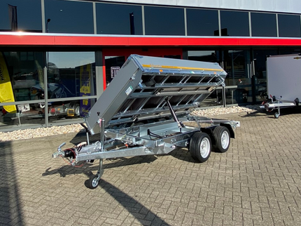 Eduard Eduard driezijdige kipper 3500 kg elektrisch extern laden & handpomp 330x180 cm - inclusief lichte en sterke aluminium oprijplaten & uitzetsteunen
