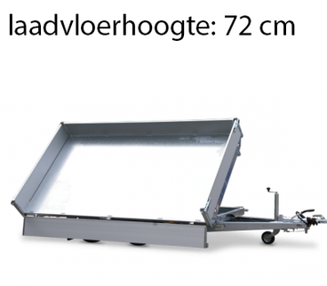 Eduard Geremde Eduard 3-zijdige kipper - 330x180 cm - 2500 kg bruto laadvermogen - elektrisch, extern laden - 72 cm laadvloerhoogte - inclusief oprijplaten en uitzetsteunen - 40 cm hoge borden
