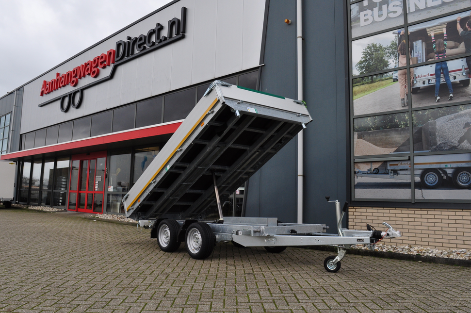 Eduard Geremde Eduard 3-zijdige kipper - 330x180 cm - 3000 kg bruto laadvermogen - elektrisch, extern laden - 63 cm laadvloerhoogte - inclusief oprijplaten & uitzetsteunen