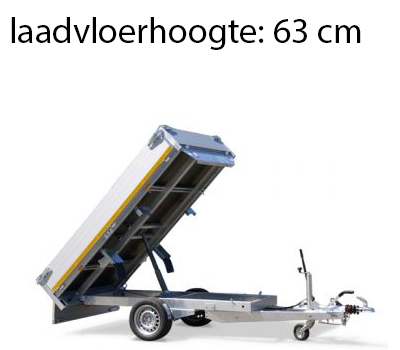 Eduard Geremde Eduard achterwaartse kipper - 256x150 cm - 1350 kg bruto laadvermogen - elektrisch, extern laden met afstandsbediening en een handpomp - 63 cm laadvloerhoogte