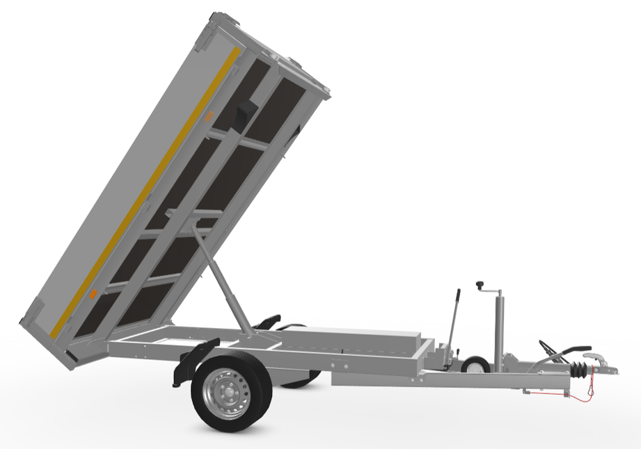 Eduard Geremde Eduard achterwaartse kipper - 256x150 cm - 1350 kg bruto laadvermogen - elektrisch, extern laden en een handpomp - 63 cm laadvloerhoogte