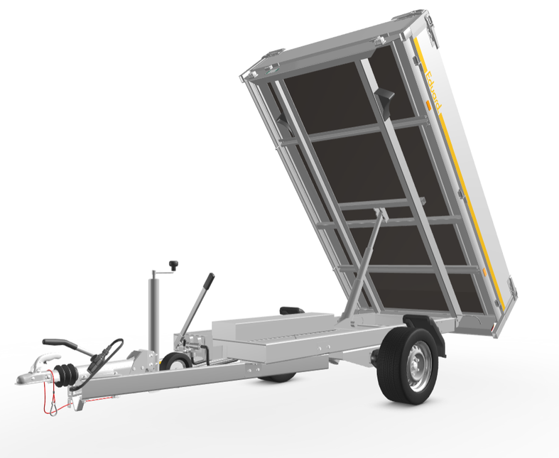 Eduard Geremde Eduard achterwaartse kipper - 256x150 cm - 1350 kg bruto laadvermogen - elektrisch, extern laden en een handpomp - 63 cm laadvloerhoogte