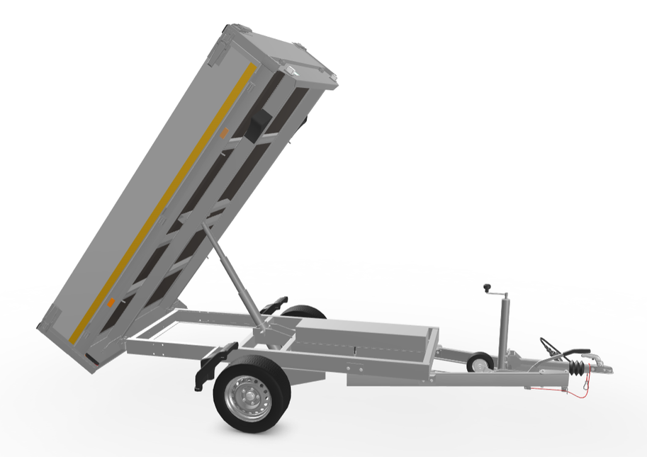 Eduard Geremde Eduard achterwaartse kipper - 256x150 cm - 1500 kg bruto laadvermogen - elektrisch, extern laden met afstandsbediening - 63 cm laadvloerhoogte