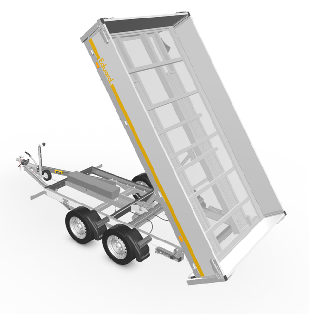 Eduard Geremde Eduard achterwaartse kipper - 310x180 cm - 2000 kg bruto laadvermogen - elektrisch - 63 cm laadvloerhoogte - 30 cm borden - inclusief oprijplaten en steunpoten