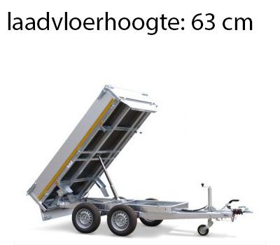 Eduard Geremde Eduard achterwaartse kipper - 310x180 cm - 3000 kg bruto laadvermogen - elektrisch, extern laden - 63 cm laadvloerhoogte - inclusief oprijplaten