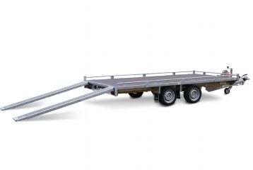Eduard Geremde Eduard autotransporter - 406x200 cm - 2500 kg bruto laadvermogen - 72 cm laadvloerhoogte - 10 cm reling - inclusief lier en oprijplaten