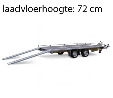 Eduard Geremde Eduard autotransporter - 406x200 cm - 2500 kg bruto laadvermogen - 72 cm laadvloerhoogte - 10 cm reling - inclusief lier en oprijplaten