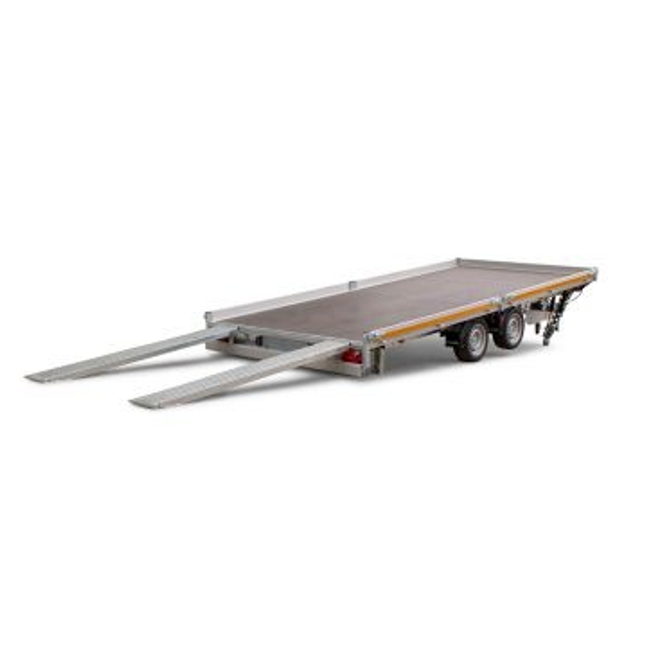 Eduard Geremde Eduard autotransporter - 406x200 cm - 2700 kg bruto laadvermogen - 56 cm laadvloerhoogte - kantelbaar met oprijplaten - 10 cm reling