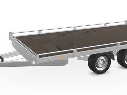 Eduard Geremde Eduard autotransporter - 406x200 cm - 3000 kg bruto laadvermogen - 63 cm laadvloerhoogte - 10 cm hoge reling - inclusief oprijplaten