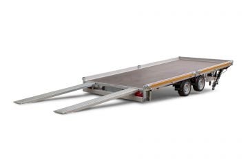 Eduard Geremde Eduard autotransporter - 406x200 cm - 3000 kg bruto laadvermogen - 56 cm laadvloerhoogte - kantelbaar met oprijplaten - 10 cm reling