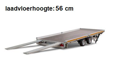Eduard Geremde Eduard autotransporter - 406x200 cm - 3000 kg bruto laadvermogen - 56 cm laadvloerhoogte - kantelbaar met oprijplaten - 10 cm reling
