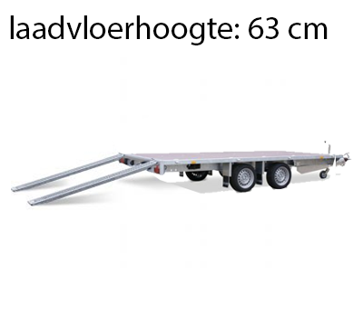 Eduard Geremde Eduard autotransporter - 606x220 cm - 3000 kg bruto laadvermogen - 63 cm laadvloerhoogte - inclusief lier en oprijplaten