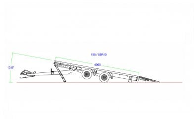 Eduard Geremde Eduard machinetransporter - 506x200 cm - 3500 kg bruto laadvermogen - elektrisch, extern laden, afstandsbediening - 63 cm laadvloerhoogte - 30 cm borden