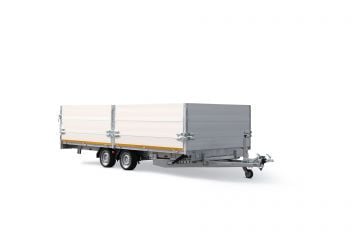 Eduard Geremde Eduard machinetransporter - 506x220 cm - 3000 kg bruto laadvermogen - elektrisch, extern laden, afstandsbediening - 63 cm laadvloerhoogte - 30 cm borden