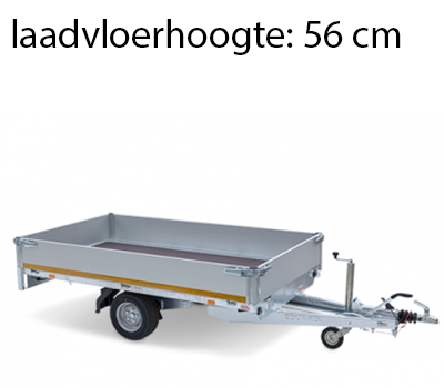 Eduard Geremde Eduard Multitransporter - 256x150 cm - 1350 kg bruto laadvermogen - 56 cm laadvloerhoogte - 30 cm borden - inclusief oprijplaten