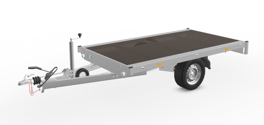 Eduard Geremde Eduard multitransporter - 256x150 cm - 1350 kg bruto laadvermogen - 63 cm laadvloerhoogte - vlakke opbouw - inclusief oprijplaten