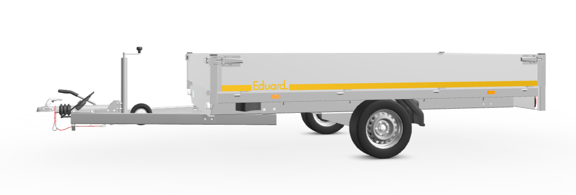 Eduard Geremde Eduard Multitransporter - 310x180 cm - 1500 kg bruto laadvermogen - 63 cm laadvloerhoogte - 30 cm borden - inclusief  oprijplaten