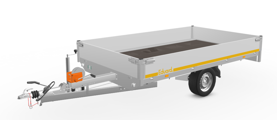 Eduard Geremde Eduard multitransporter - 310x180 cm - 1500 kg bruto laadvermogen - 63 cm laadvloerhoogte - 30 cm borden - inclusief oprijplaten en handlier