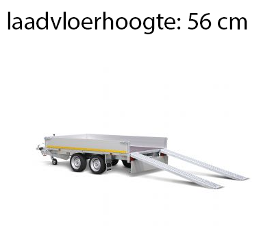 Eduard Geremde Eduard multitransporter - 310x180 cm - 3000 kg bruto laadvermogen - 56 cm laadvloerhoogte - 30 cm borden - inclusief oprijplaten