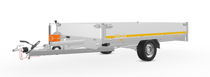 Eduard Geremde Eduard multitransporter - 330x180 cm - 1350 kg bruto laadvermogen - 63 cm laadvloerhoogte - 30 cm borden - inclusief oprijplaten en handlier