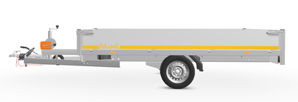 Eduard Geremde Eduard multitransporter - 330x180 cm - 1350 kg bruto laadvermogen - 63 cm laadvloerhoogte - 30 cm borden - inclusief oprijplaten en handlier