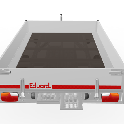 Eduard Geremde Eduard multitransporter - 330x180 cm - 1350 kg bruto laadvermogen - 63 cm laadvloerhoogte - 30 cm borden - inclusief oprijplaten en handlier