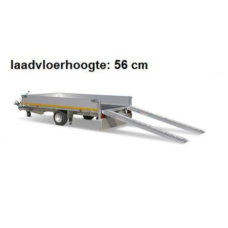 Eduard Geremde Eduard multitransporter - 330x180 cm - 1500 kg bruto laadvermogen - 56 cm laadvloerhoogte - 30 cm borden - inclusief oprijplaten en handlier