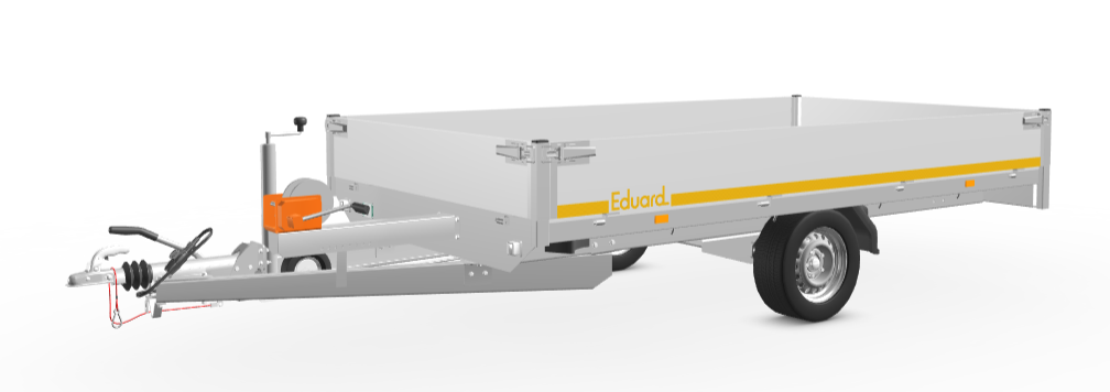 Eduard Geremde Eduard multitransporter - 330x180 cm - 1500 kg bruto laadvermogen - 63 cm laadvloerhoogte - 30 cm borden - inclusief oprijplaten en handlier