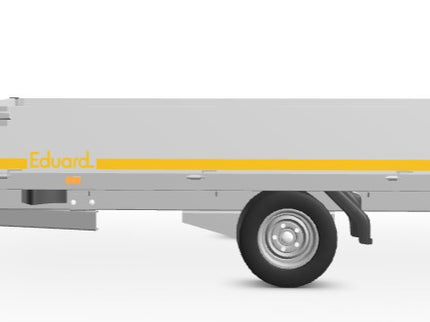 Eduard Geremde Eduard multitransporter - 330x180 cm - 1500 kg bruto laadvermogen - 56 cm laadvloerhoogte - 30 cm borden - inclusief oprijplaten en handlier