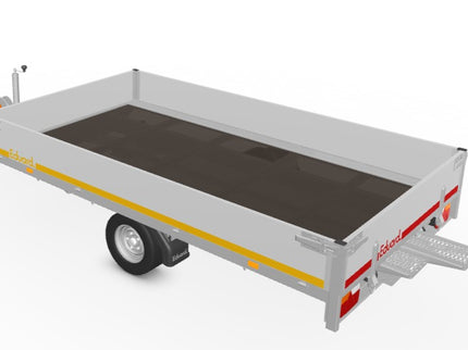 Eduard Geremde Eduard multitransporter - 330x180 cm - 1500 kg bruto laadvermogen - 56 cm laadvloerhoogte - 30 cm borden - inclusief oprijplaten en handlier