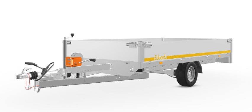 Eduard Geremde Eduard multitransporter - 330x180 cm - 1500 kg bruto laadvermogen - 56 cm laadvloerhoogte - 30 cm borden - inclusief oprijplaten en handlier