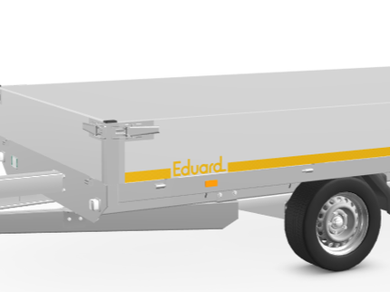 Eduard Geremde Eduard multitransporter - 356x180 cm - 2700 kg bruto laadvermogen - 63 cm laadvloerhoogte - 30 cm borden - inclusief oprijplaten en handlier