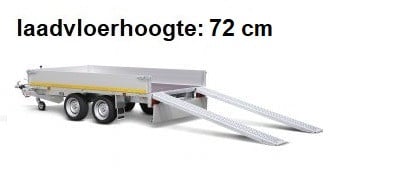 Eduard Geremde Eduard multitransporter - 406x200 cm - 2500 kg bruto laadvermogen - 72 cm laadvloerhoogte - 30 cm borden - inclusief oprijplaten en handlier