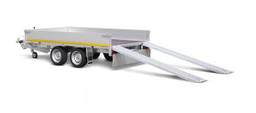 Eduard Geremde Eduard multitransporter - 406x200 cm - 2700 kg bruto laadvermogen - 63 cm laadvloerhoogte - 40 cm borden - inclusief oprijplaten en handlier