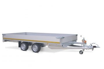 Eduard Geremde Eduard multitransporter - 406x200 cm - 2700 kg bruto laadvermogen - 63 cm laadvloerhoogte - 40 cm borden - inclusief oprijplaten en handlier