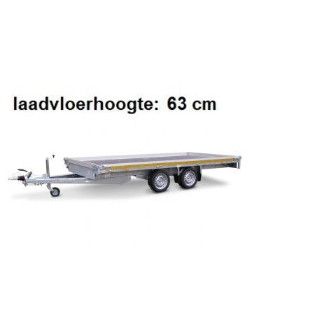 Eduard Geremde Eduard multitransporter - 406x200 cm - 3000 kg bruto laadvermogen - 63 cm laadvloerhoogte - 10 cm borden - inclusief oprijplaten en handlier
