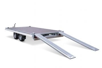 Eduard Geremde Eduard multitransporter - 506x200 cm - 3000 kg bruto laadvermogen - 63 cm laadvloerhoogte - 10 cm borden - inclusief oprijplaten en handlier