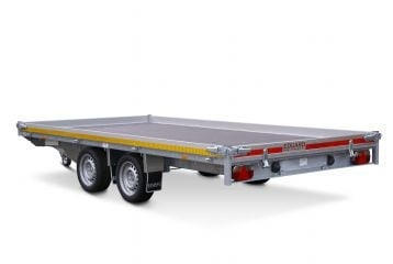 Eduard Geremde Eduard multitransporter - 506x200 cm - 3000 kg bruto laadvermogen - 63 cm laadvloerhoogte - 10 cm borden - inclusief oprijplaten en handlier