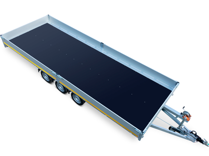 Eduard Geremde Eduard multitransporter - 506x220 cm - 3500 kg bruto laadvermogen - 63 cm laadvloerhoogte - 30 cm borden - inclusief oprijplaten en handlier - tridem asser