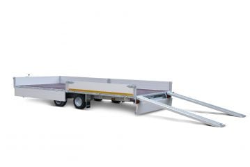 Eduard Geremde Eduard multitransporter - 606x200 cm - 3000 kg bruto laadvermogen - 63 cm laadvloerhoogte - 30 cm borden - inclusief oprijplaten en handlier