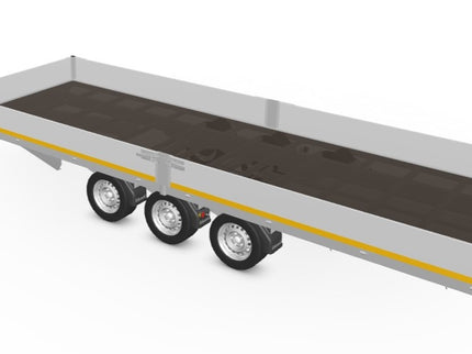 Eduard Geremde Eduard multitransporter - 606x200 cm - 3500 kg bruto laadvermogen - 63 cm laadvloerhoogte - 30 cm borden - inclusief oprijplaten en handlier - tridem asser
