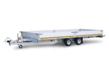 Eduard Geremde Eduard multitransporter - 606x220 cm - 3000 kg bruto laadvermogen - 63 cm laadvloerhoogte - 30 cm borden - inclusief oprijplaten en handlier