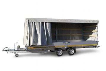 Eduard Geremde Eduard multitransporter - 606x220 cm - 3000 kg bruto laadvermogen - 63 cm laadvloerhoogte - 30 cm borden - inclusief oprijplaten en handlier