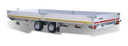 Eduard Geremde Eduard multitransporter - 606x220 cm - 3000 kg bruto laadvermogen - 63 cm laadvloerhoogte - 30 cm borden - inclusief oprijplaten en handlier