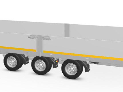 Eduard Geremde Eduard multitransporter - 606x220 cm - 3500 kg bruto laadvermogen - 56 cm laadvloerhoogte - 40 cm borden - inclusief ALU oprijplaten en handlier - tridem asser