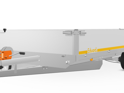 Eduard Geremde Eduard multitransporter - 606x220 cm - 3500 kg bruto laadvermogen - 56 cm laadvloerhoogte - 40 cm borden - inclusief ALU oprijplaten en handlier - tridem asser