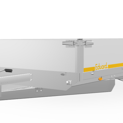 Eduard Geremde Eduard multitransporter - 606x220 cm - 3500 kg bruto laadvermogen - 56 cm laadvloerhoogte - 40 cm borden - inclusief ALU oprijplaten en handlier - tridem asser